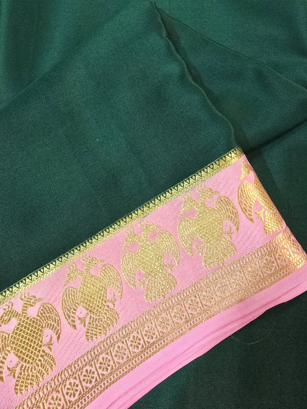 Gandaberunda Border Mysore Crepe Silk Saree - 102