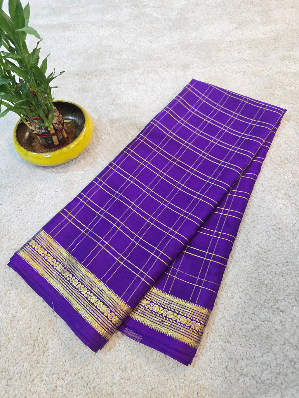 Double Checks Mysore Crepe Silk Saree - 109