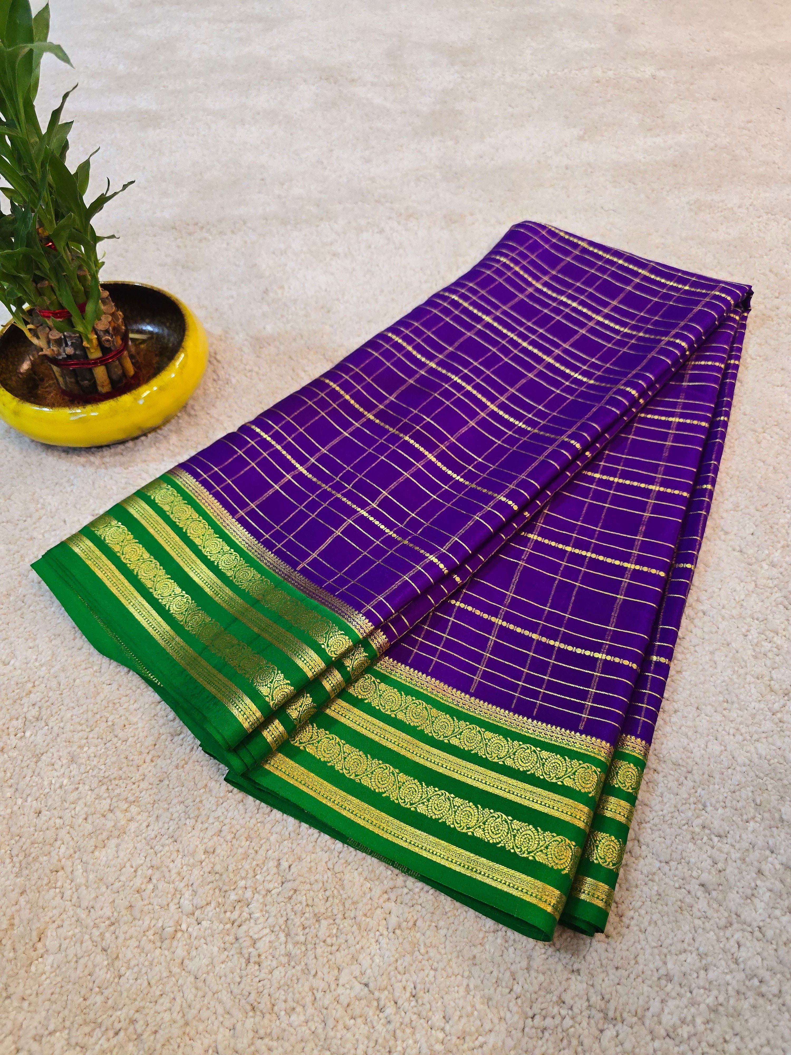 Multi Checks Mysore Crepe Silk Saree - 116