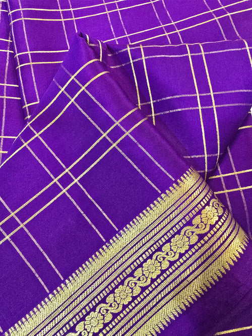 Double Checks Mysore Crepe Silk Saree - 109