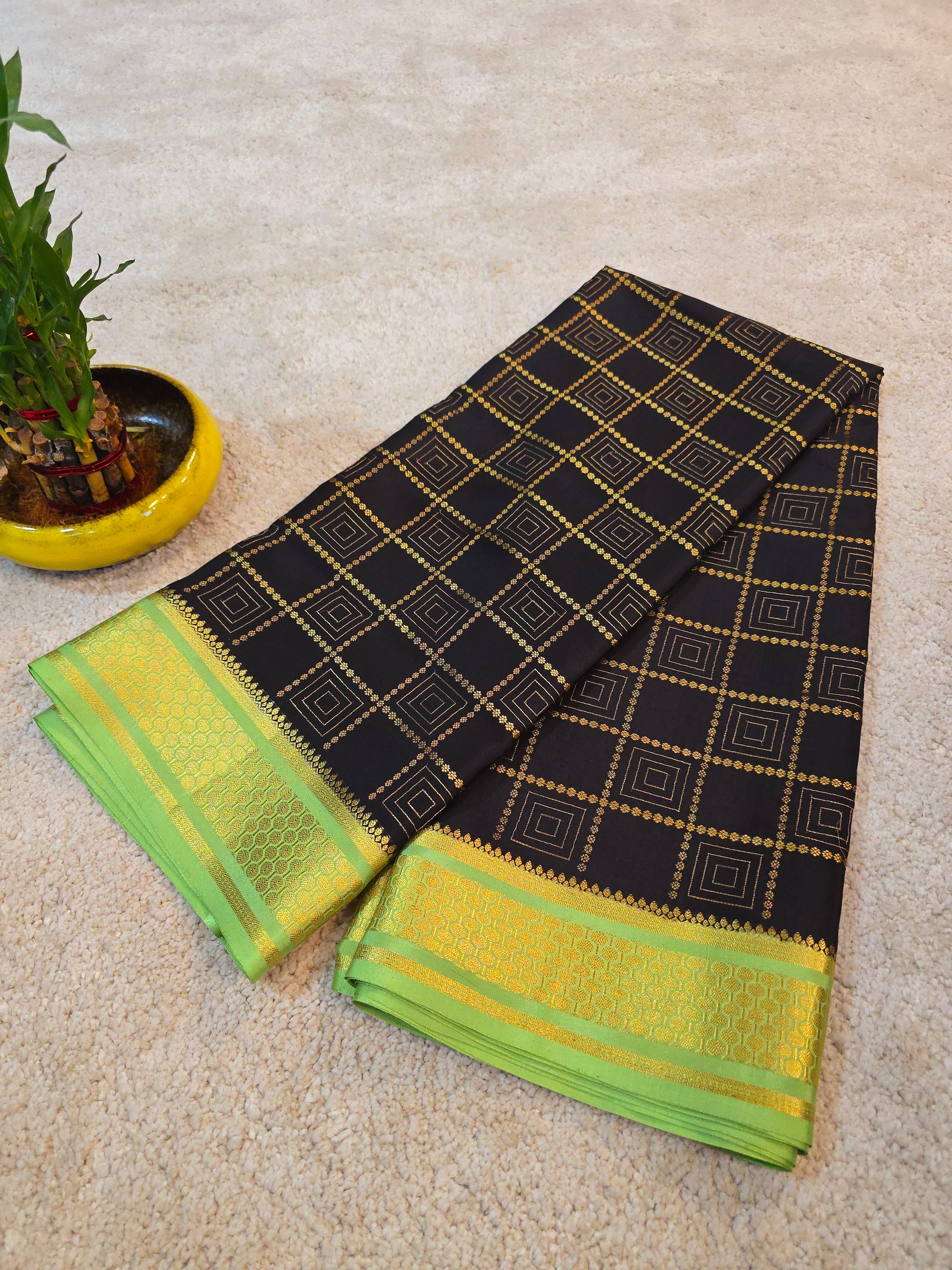 Multi Checks Mysore Crepe Silk Saree - 119