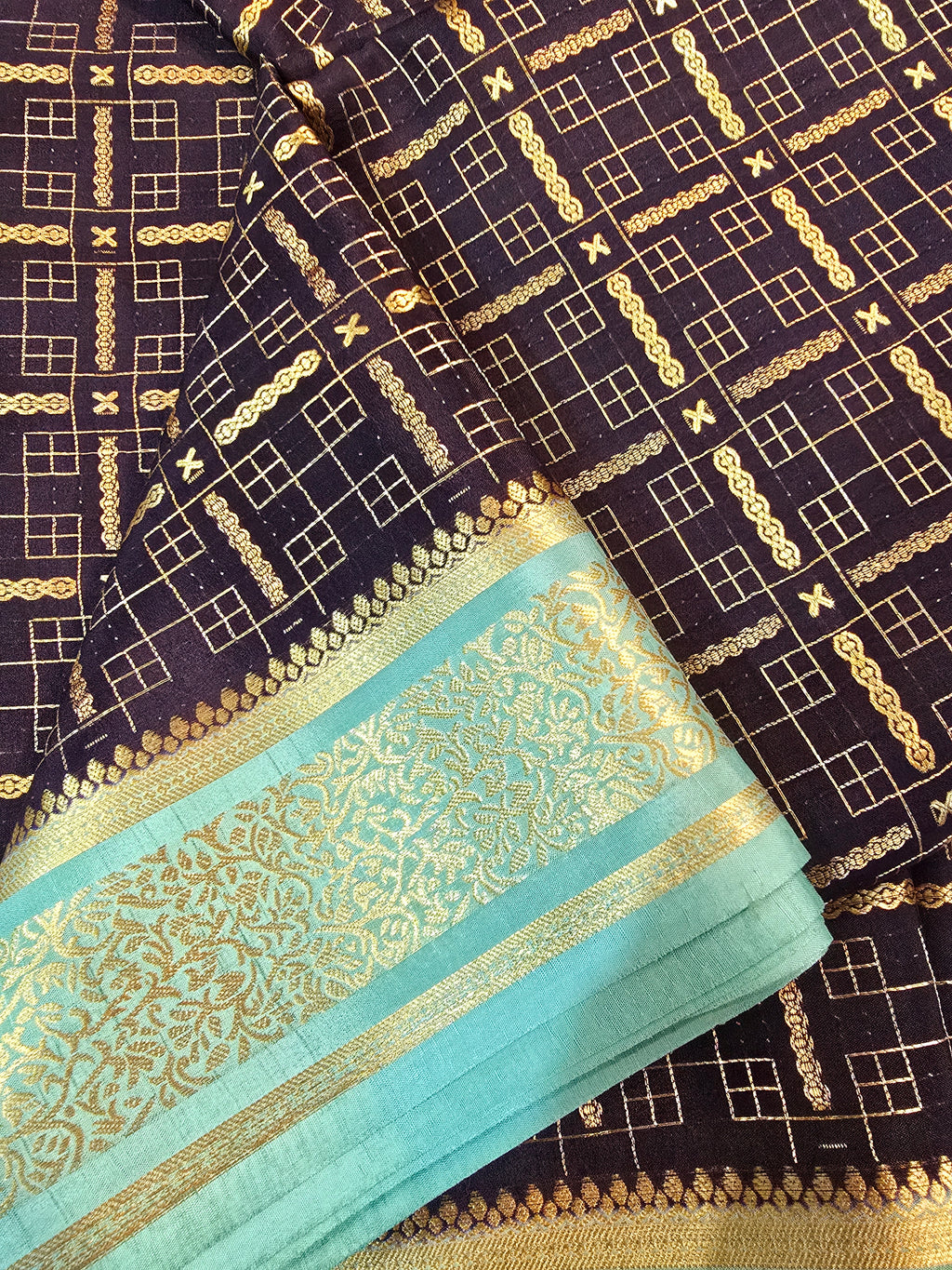 Multi Checks Mysore Crepe Silk Saree - 118