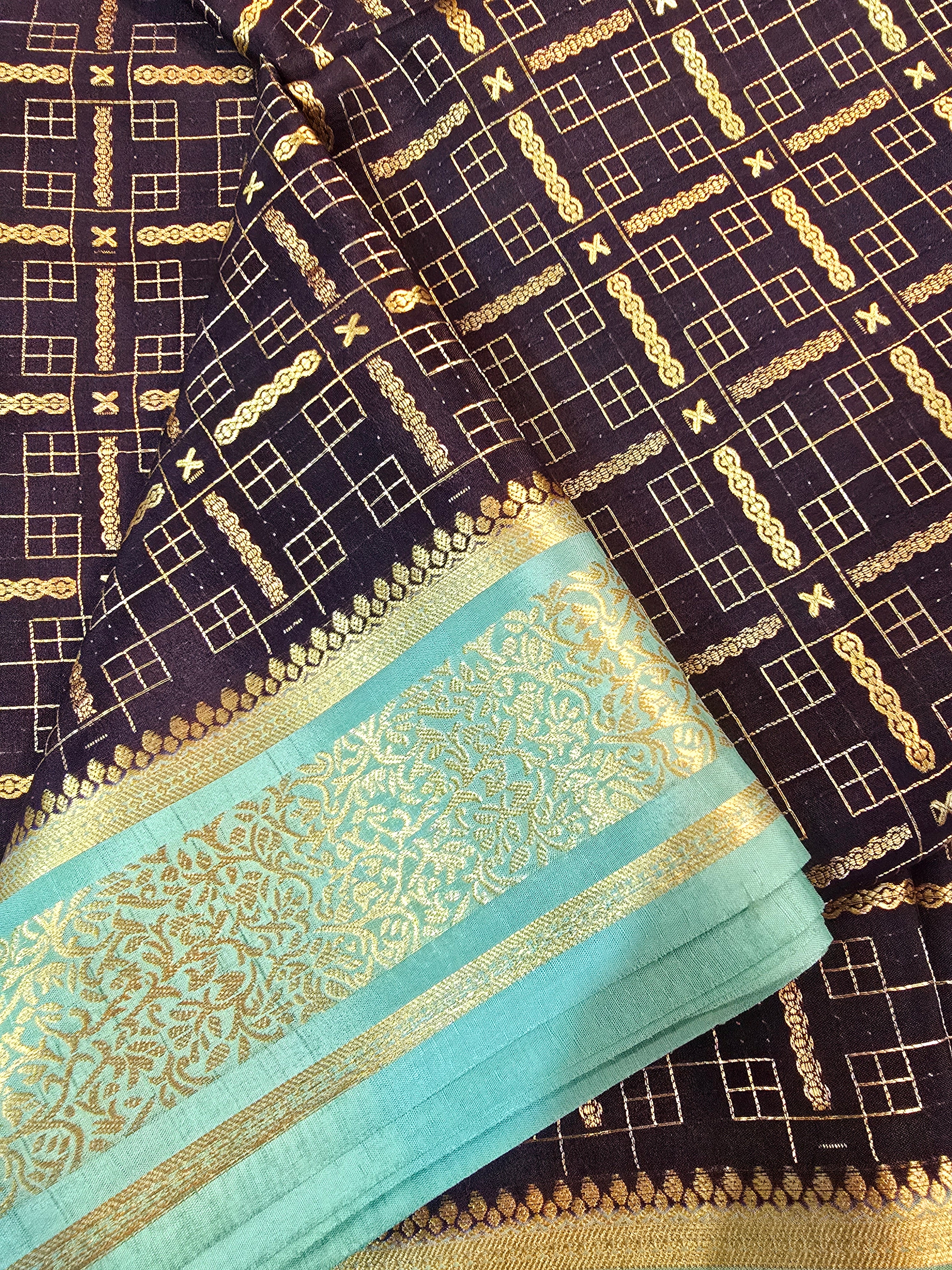Multi Checks Mysore Crepe Silk Saree - 118
