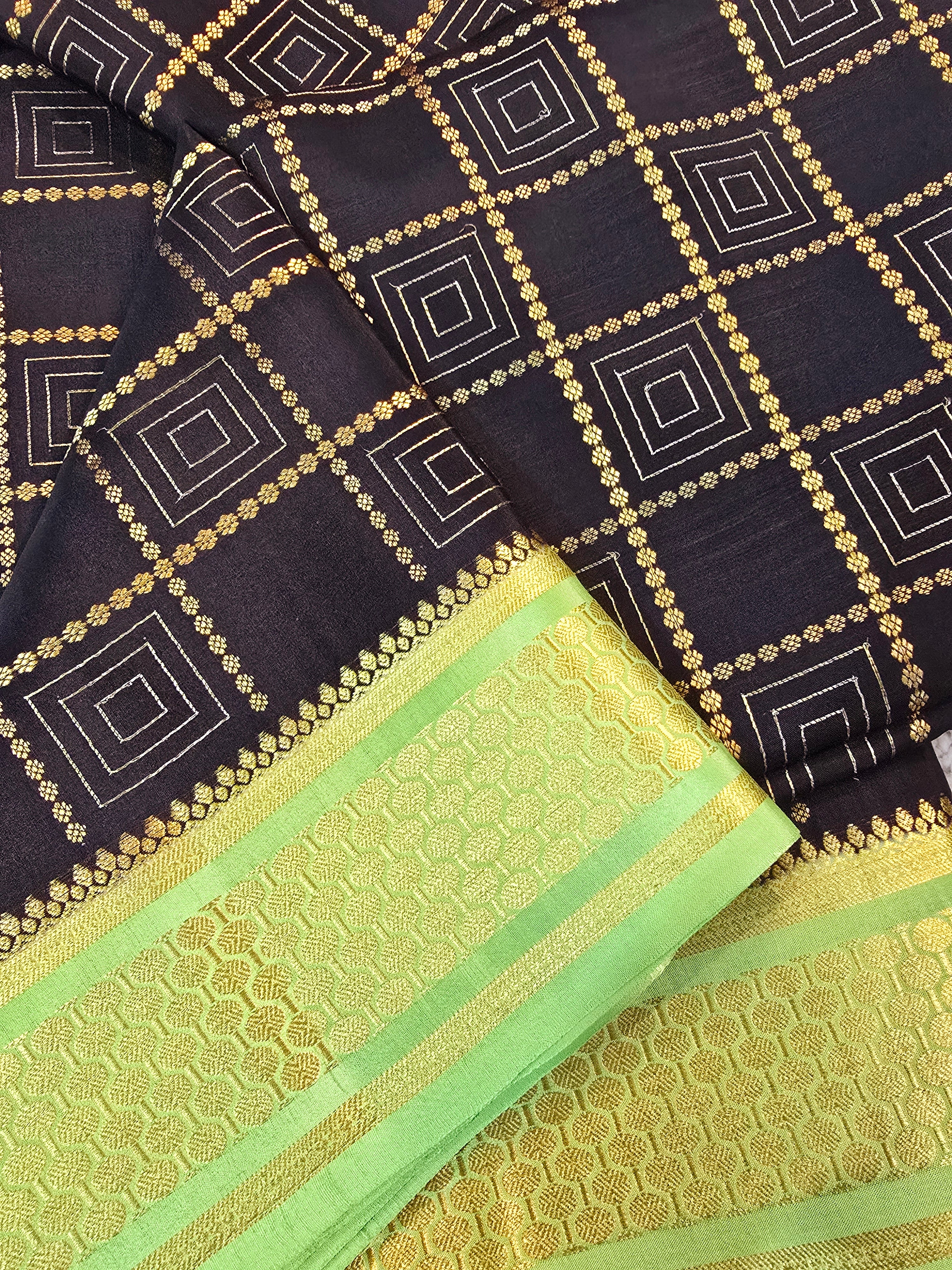 Multi Checks Mysore Crepe Silk Saree - 119