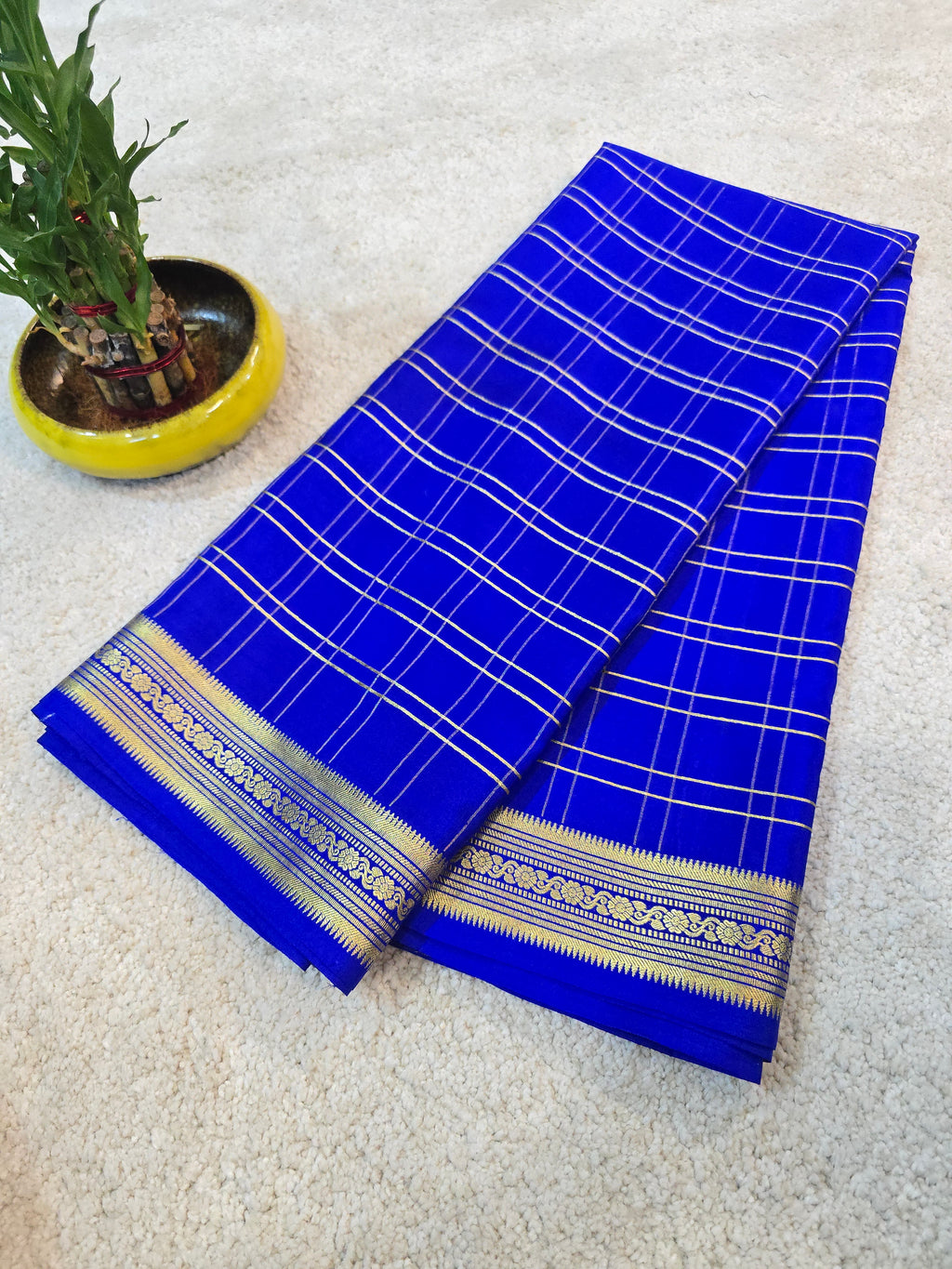 Double Checks Mysore Crepe Silk Saree - 111
