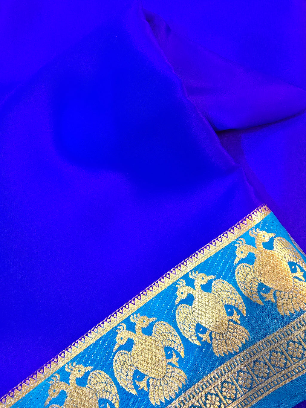 Gandaberunda Border Mysore Crepe Silk Saree - 103