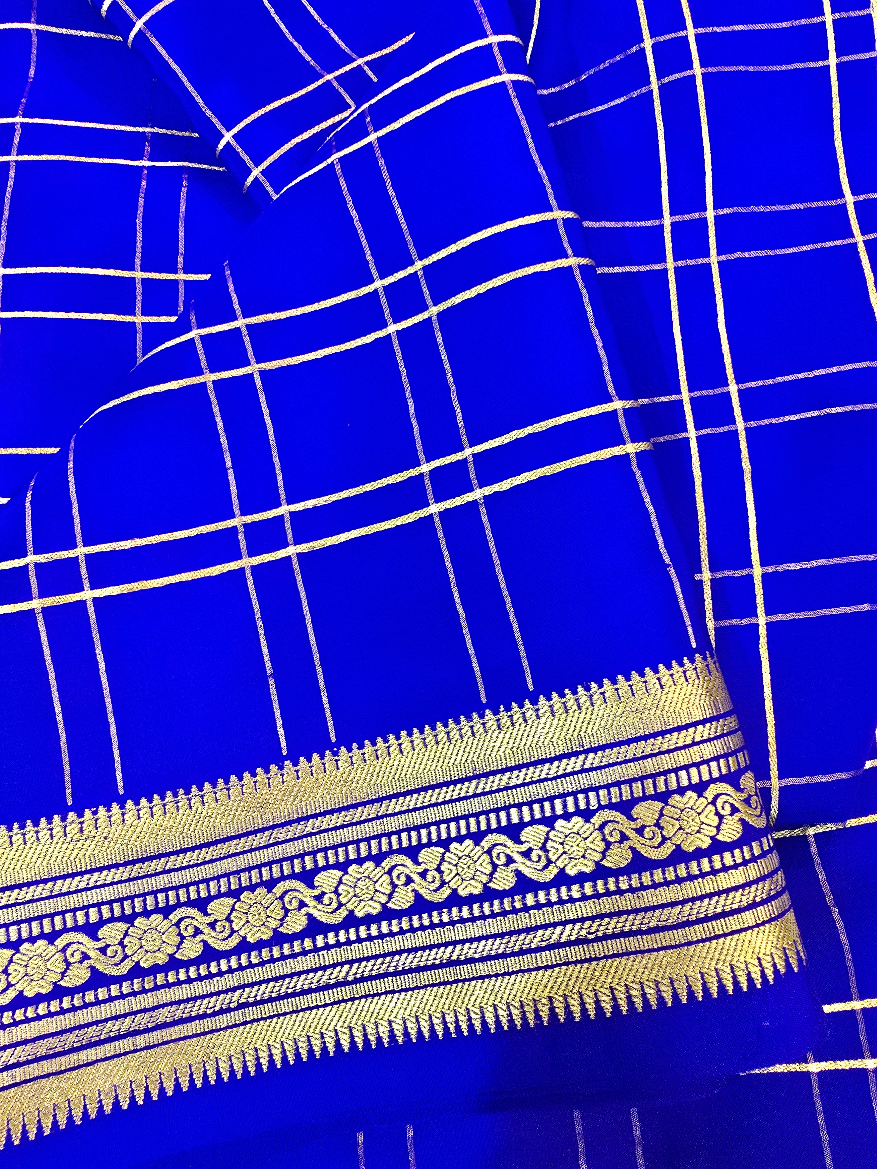 Double Checks Mysore Crepe Silk Saree - 111