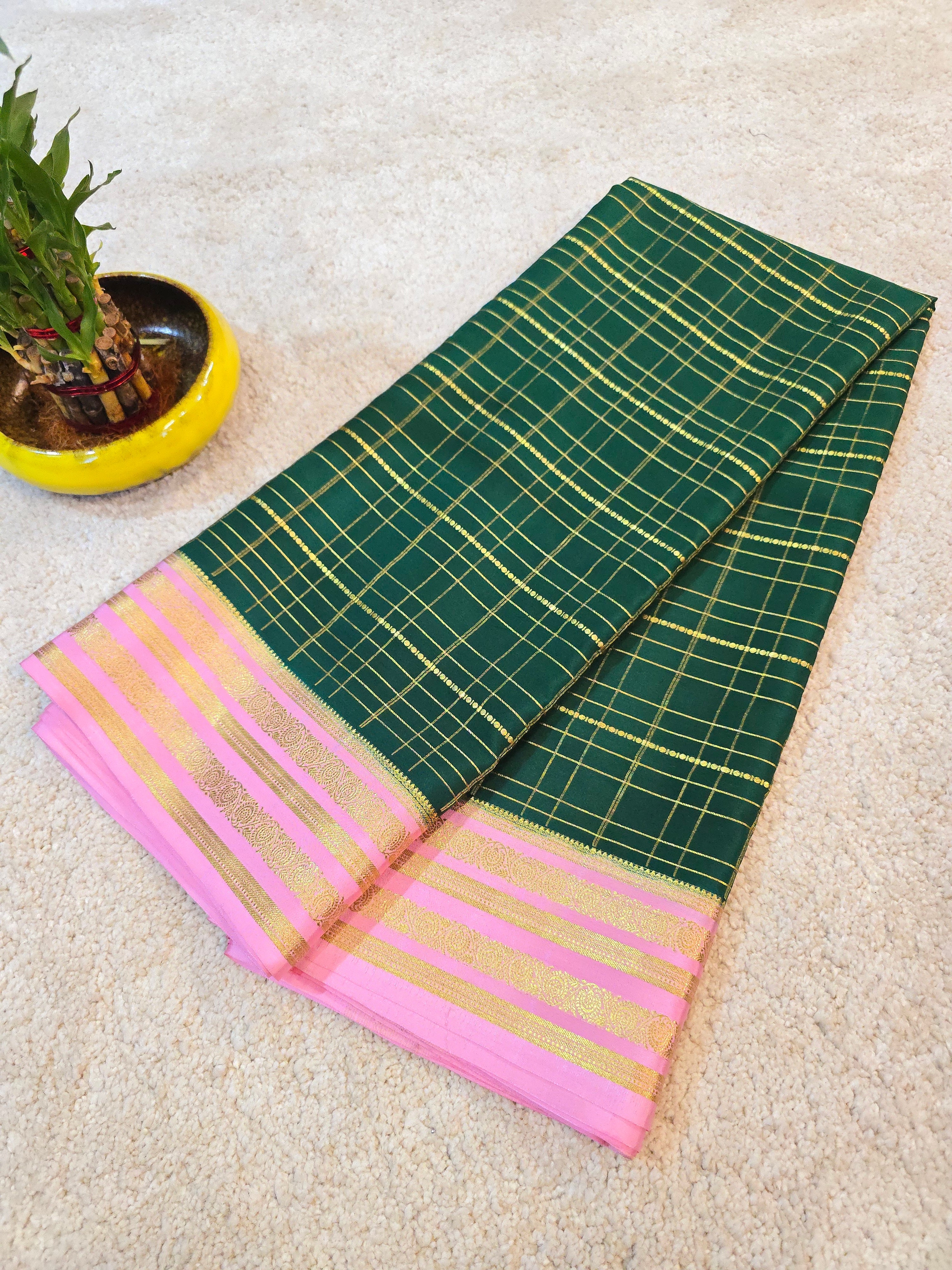 Multi Checks Mysore Crepe Silk Saree - 117