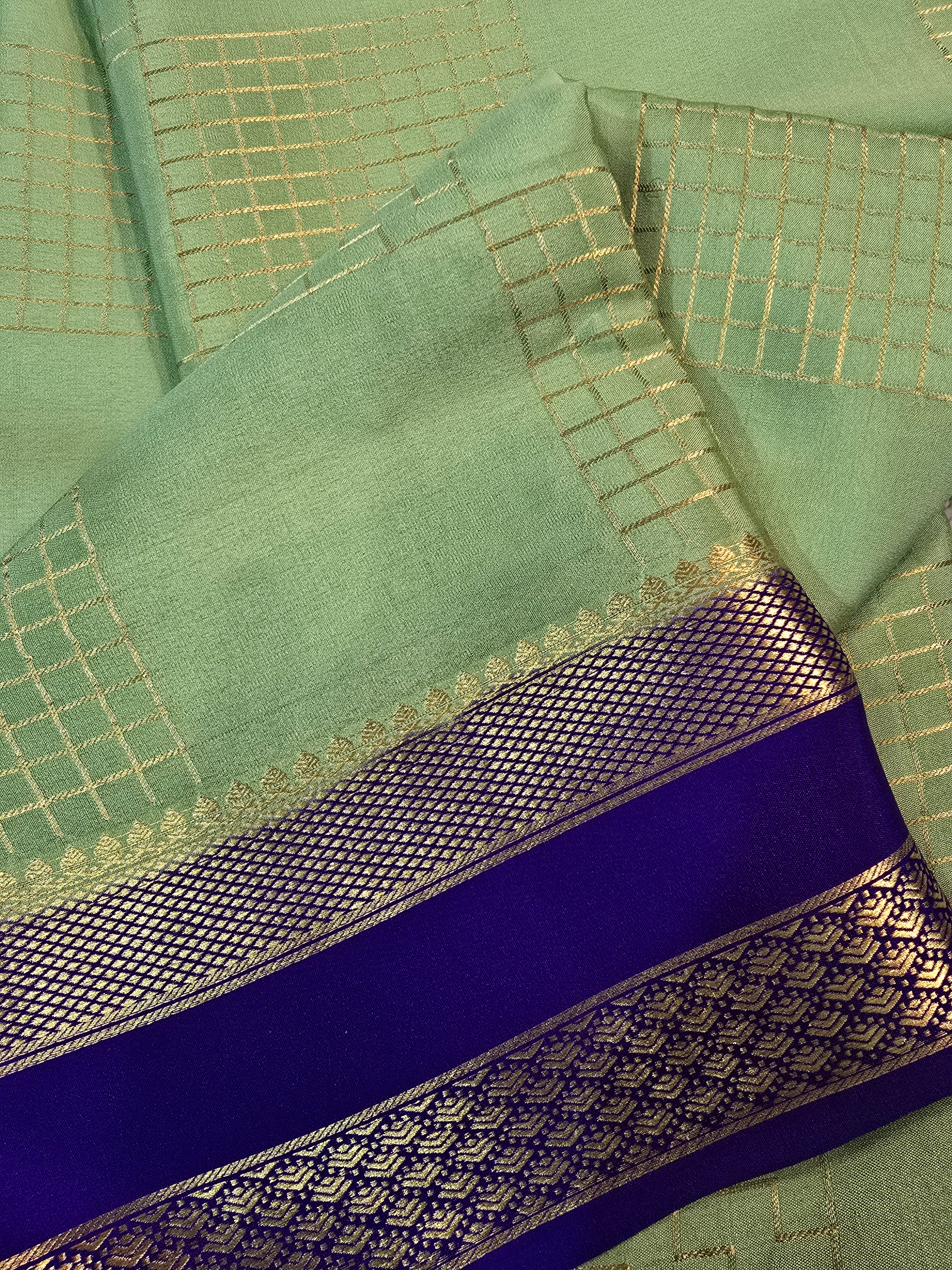 Box Checks Mysore Crepe Silk Saree - 120