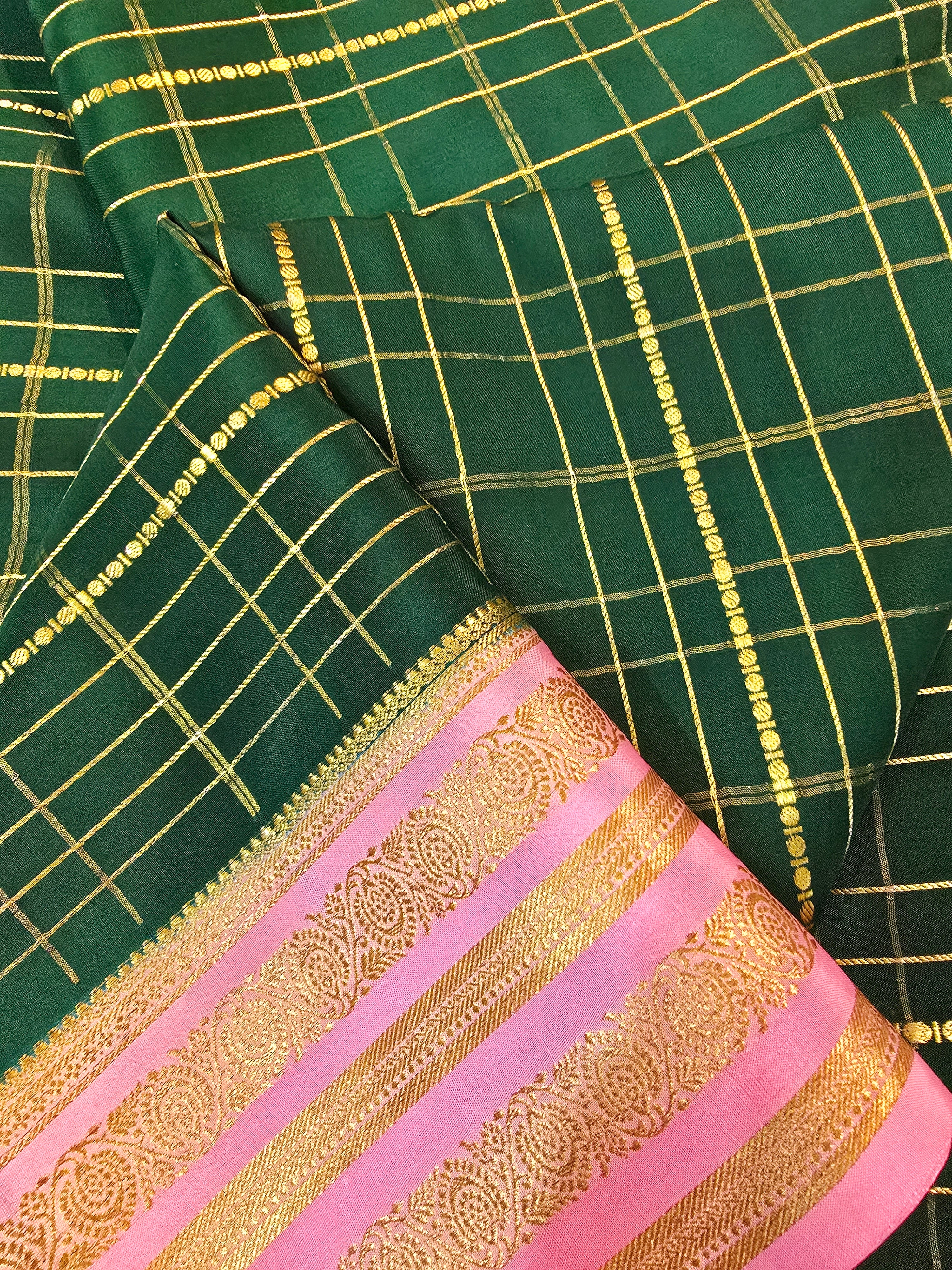 Multi Checks Mysore Crepe Silk Saree - 117