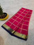 Silver & Gold Zari Checks Mysore Crepe Silk Saree - 115
