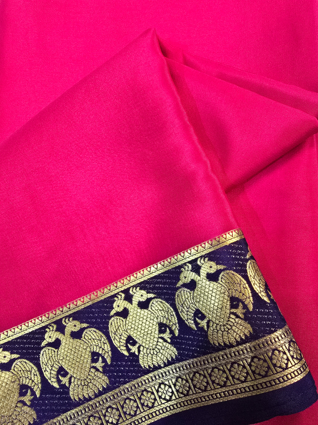 Gandaberunda Border Mysore Crepe Silk Saree - 104
