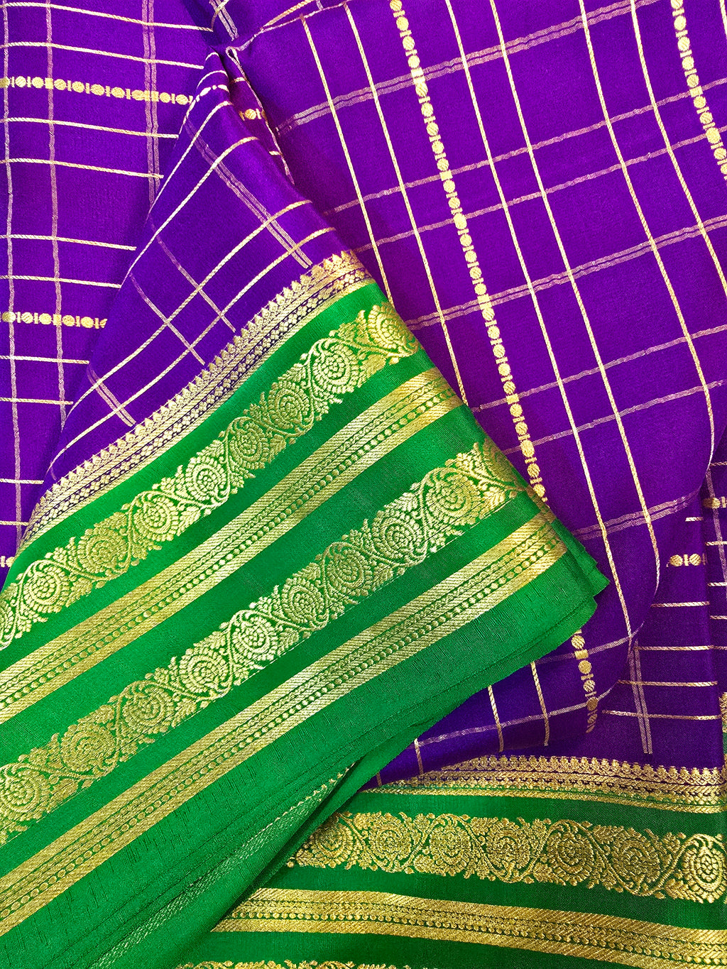 Multi Checks Mysore Crepe Silk Saree - 116