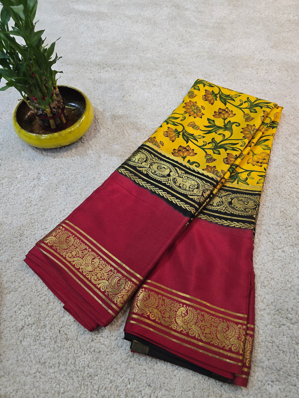 3D Digital Print Mysore Crepe Silk Saree - 124