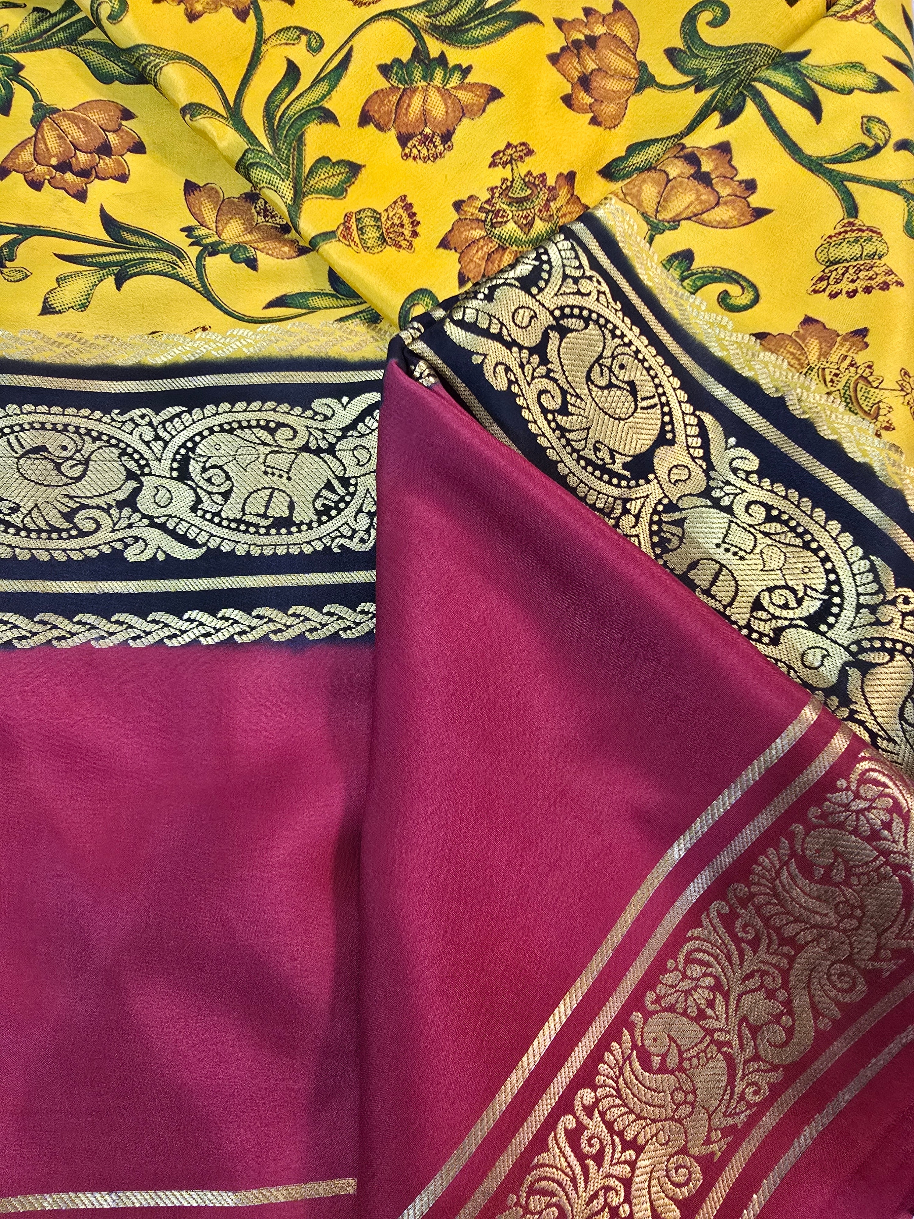 3D Digital Print Mysore Crepe Silk Saree - 124